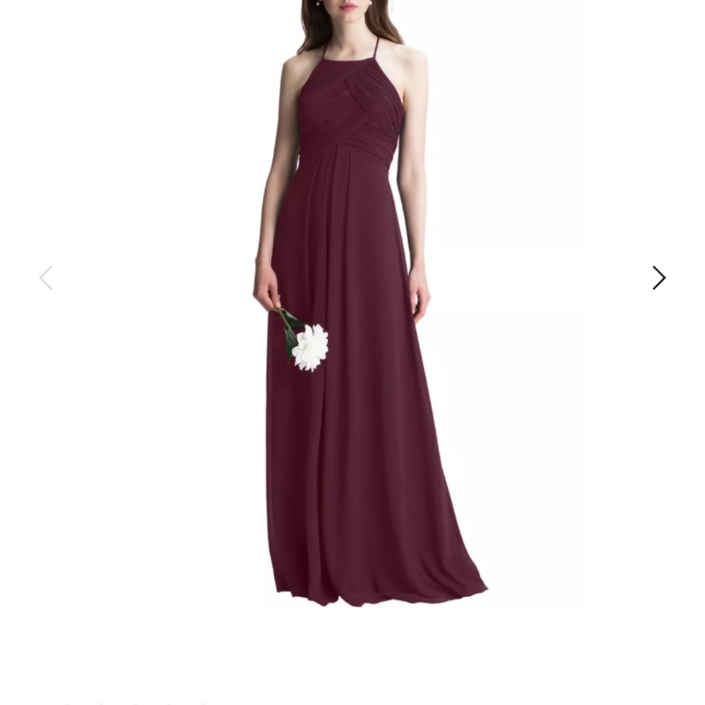 LevKoff Wine Chiffon Halter Bridesmaid Dress